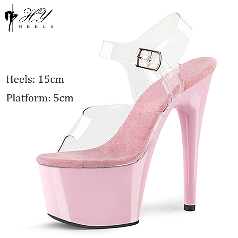 Sandal nữ gót nhọn cao 17cm đế chống thấm – giày biểu diễn catwalk — Màu đen, Màu hồng, Màu trắng, Màu mơ