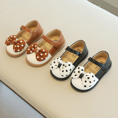 Children's single shoes 2023 spring and autumn Korean version new fashion children's butterfly knot anti-slip small leather shoes soft soled princess shoes