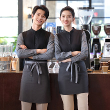 批发西餐厅工服秋冬长袖男女火锅店咖啡厅服务员工作服衬衣绣字