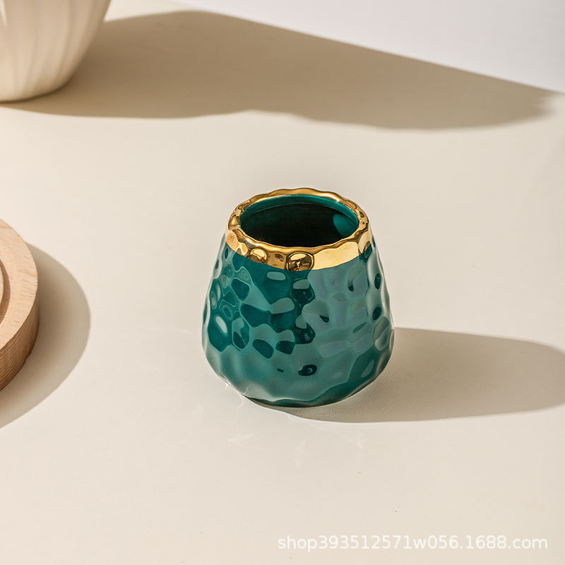 녹색 황금 가장자리 세라믹 냄비 싱글