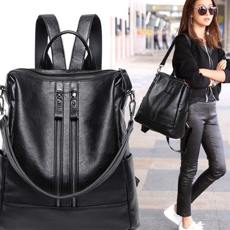 Female PU Leather Women's Backpack Bags...