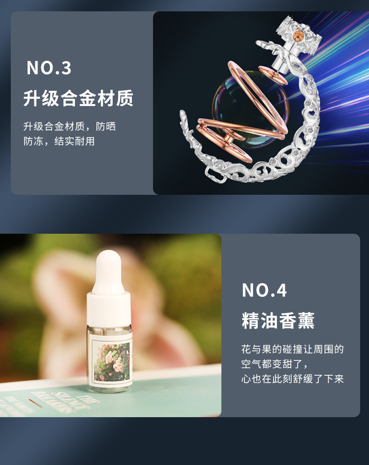 Solar rotating Car Rearview mirror pendant car perfume car aromatherapy car accessories creative pendant car hanging