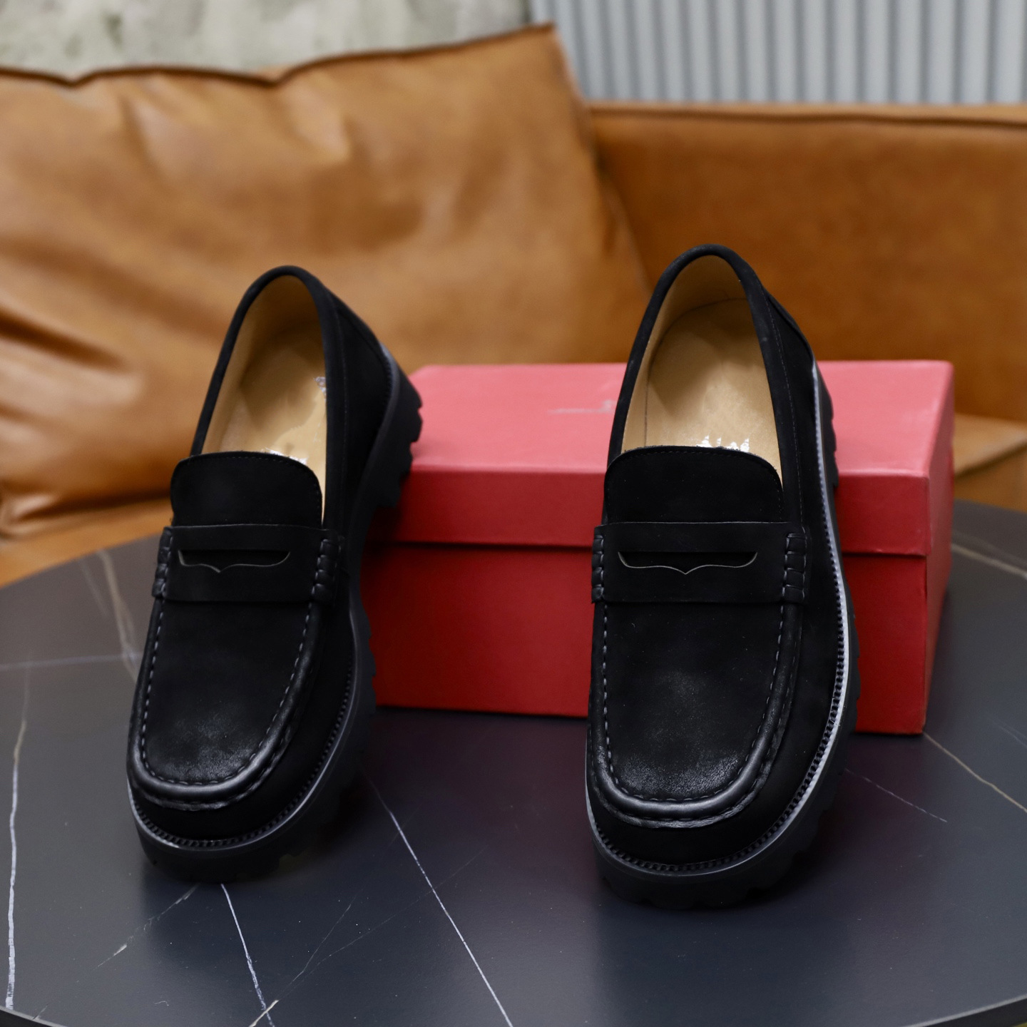 Quality Shoes Spring Summer New Retro Old Money Style Loafers Big Toe Brown Suede Shoes Men_vogvips.com