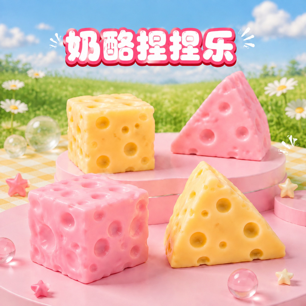 Popular item on Xiaohongshu: Creative simulated cheese stress-relief slow-rebound venting cheese toy, a stress-relief gift
