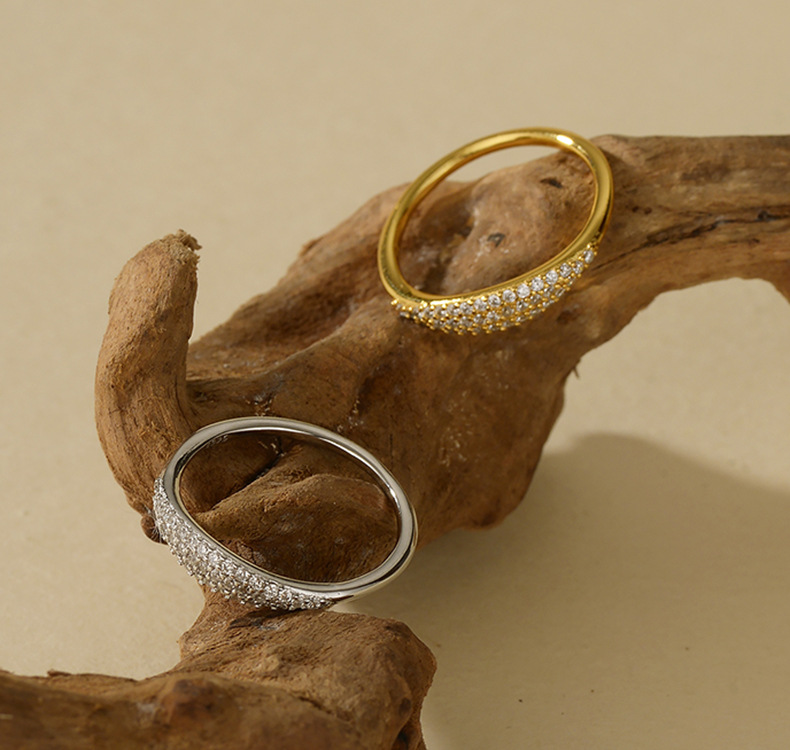 6, 7, 8 Ring Size 925 Sterling Silver Geometric 18K Gold Plated Rings