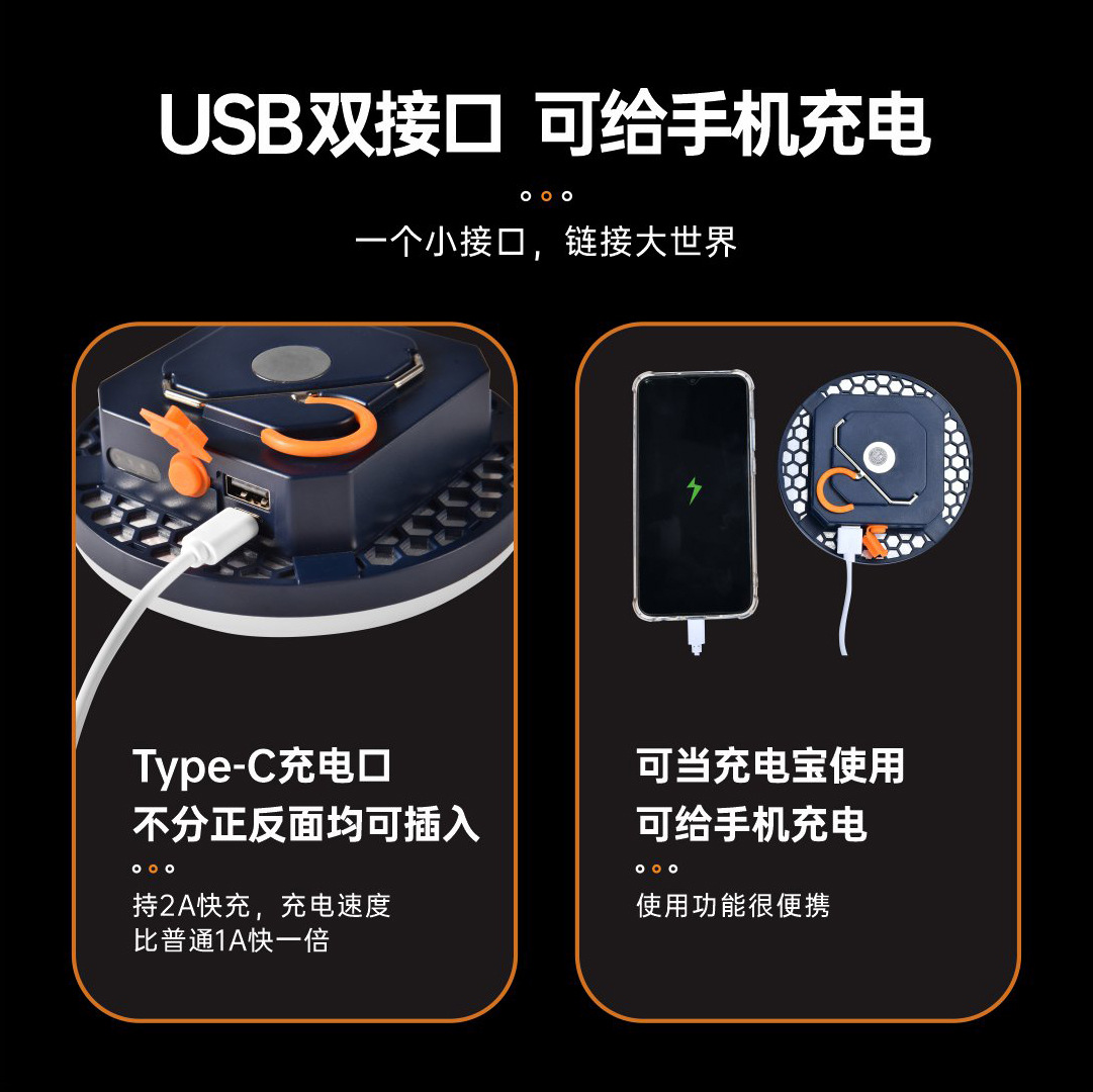 Outdoor camping lamp long battery life tent lamp hanging stall night market emergency chandelier rechargeable led multi-function camping