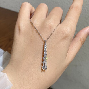 One word moissanite 925 sterling silver pendant 1 karat moisan diamond clavicle sweater chain necklace women's cross-border supply