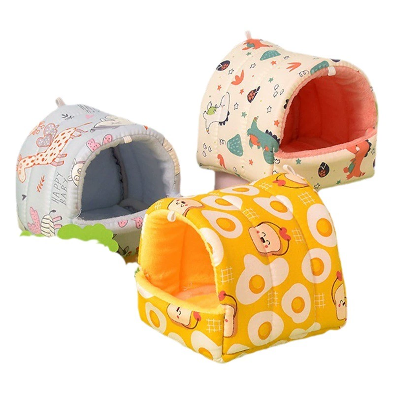 Зимние принадлежности для хомяков: милый домик-гнездо для птиц, теплый хлопковый домик с флисовой подкладкой для сахарных ласок, домик для мелких домашних животных, гнездо для попугаев, домик для золотистых хомяков