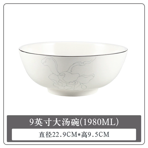 【Yicheng Flower Blossom-Silver Border】9-inch large soup bowl