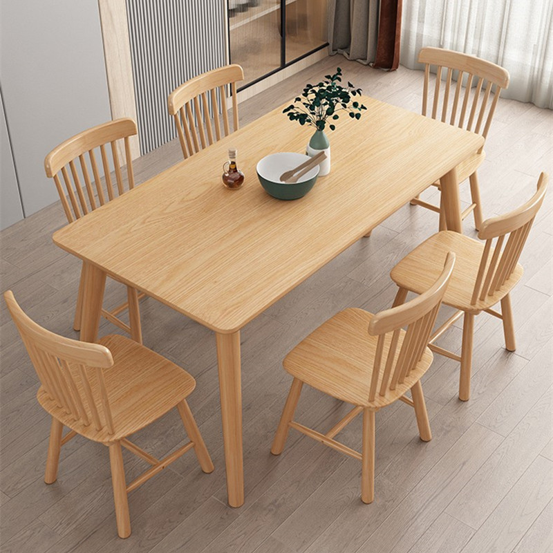 Nordic Solid Wood Dining Table for Home Use, Natural Wood Style, Small Apartment Oak Dining Table and Chair Set, Restaurant and Homestay Square Dining Table