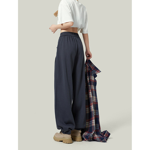 Sports Women's Pants Autumn and Winter 2025 Petite Knee-High Loose Casual Fleece Lined Thick Lantern Grandma Pants