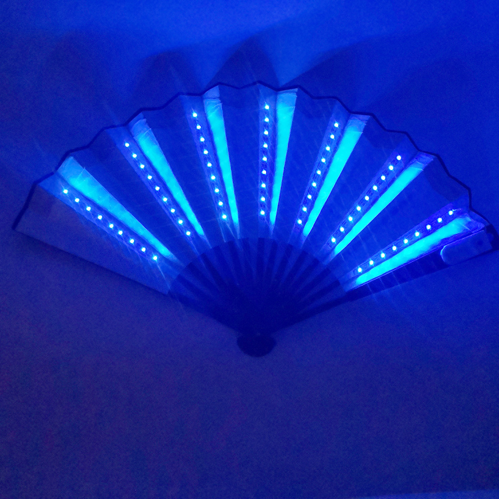 10-pulgadas LED luminoso ventilador discoteca plegable ventilador bar discoteca atmósfera Internet celebridad luminosa rendimiento apoyos tela de seda ventilador