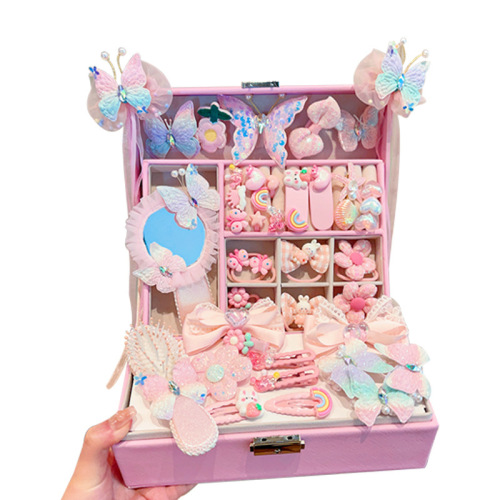 Children's Hair Accessory Gift Box Set Small Elastic Crowns Hair Clips Little Princess Hair Ties Girls Jewelry June 1st Gift