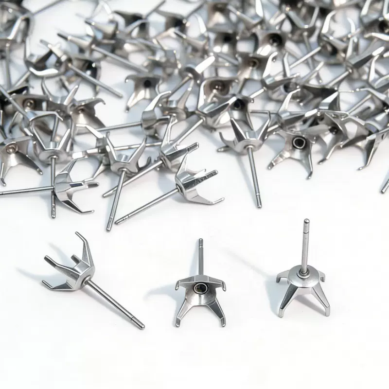 不锈钢华子锆石耳钉拖锆石耳钉胚耳骨钉DIY穿刺饰品配件现货