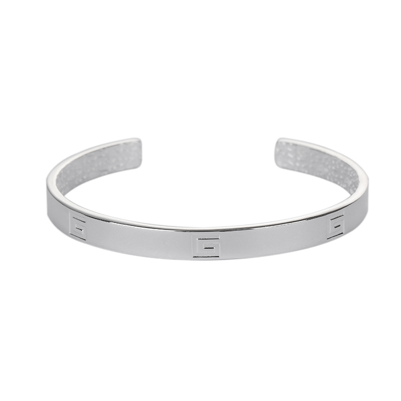 Pulsera de plata esterlina retro 990 plata pura pulsera de plata sólida abierta para personas de mediana edad regalo del Día DE LA Madre