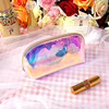 Korean laser TPU shell cosmetic bag, transparent waterproof and colorful, cleansing bag semi -circular storage package large capacity bag