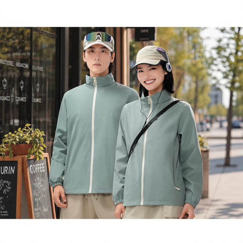 Single-Layer Stand-Collar Jacket with Logo Options, Spring and Autumn Outdoor Water-Repellent and Scratch-Resistant Jacket, Solid Color Unisex Jacket Single-Layer Stand-Collar Jacket with Logo Options, Spring and Autumn Outdoor Water-Repellent and Scratch-Resistant Jacket, Solid Color Unisex Jacket