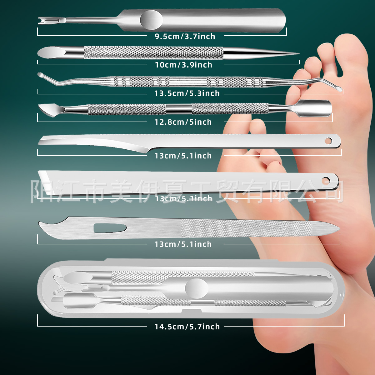 Cross-border Best-Selling Stainless Steel Pedicure Knife Set with Foot Fork and Double-Head Nail Cleaner Foot Rasp 5-Piece Set 10-Piece Set Boxed