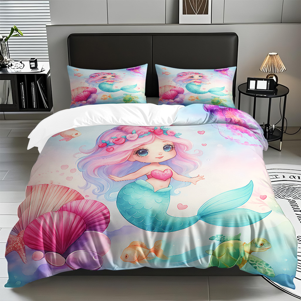 TEMU / JIT transfronterizo dibujos animados sirena digital impresión quilt kit fuente fábrica directa