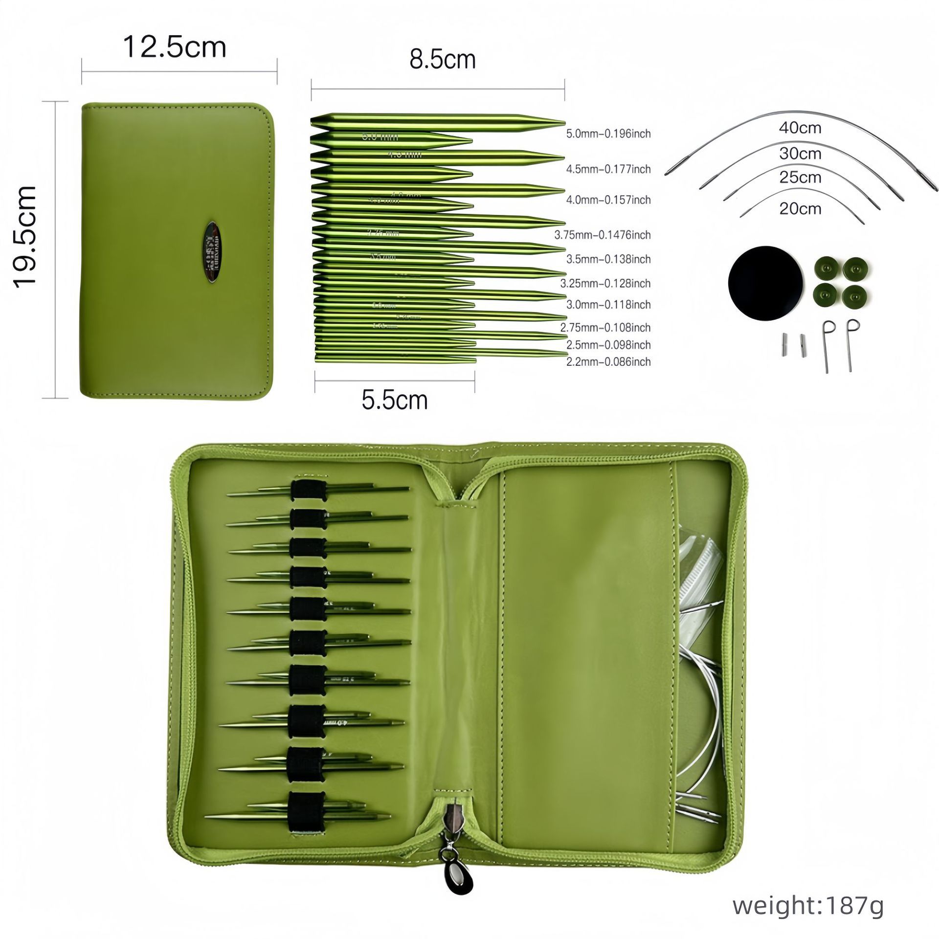 El conjunto de aguja de anillo desmontable cambia la cuerda colorida varilla de tejido aguja alargada pu herramienta de tejido carbonizada aguja de bambú anillo