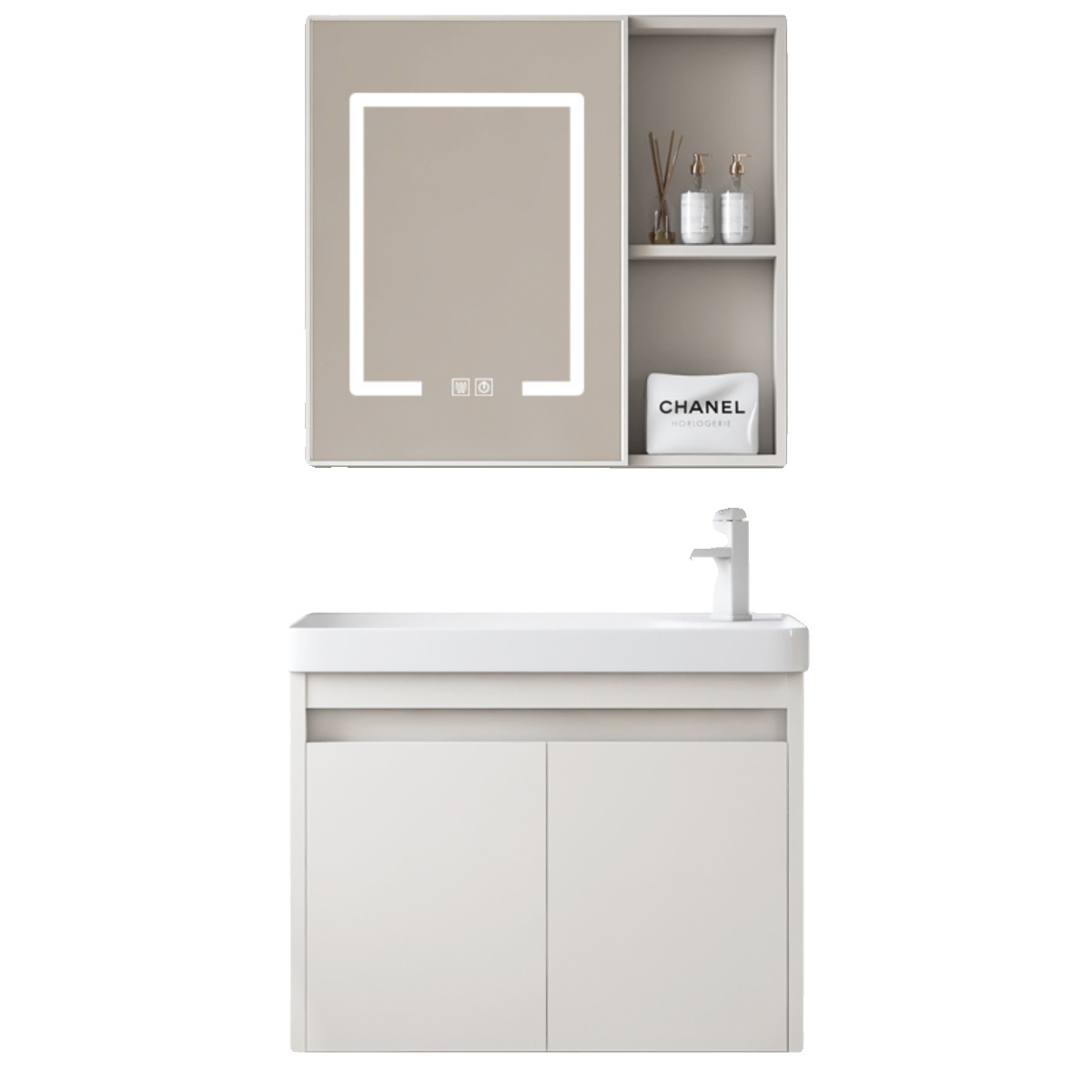 Color crema más profundo espacio gabinete de baño de aluminio tipo pequeño gabinete de lavabo combinado en un lavabo lavabo gabinete lavabo
