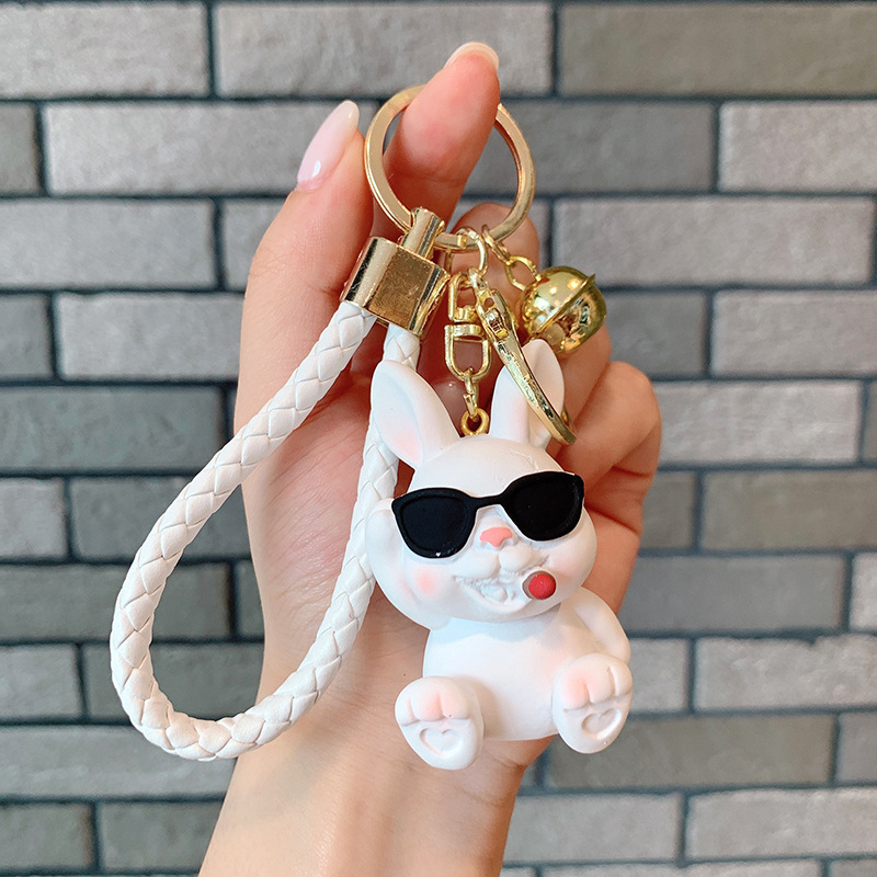 Moda fresco resina cachorro llavero conejito oso muñeca colgante bolso del coche adornos pequeño regalo