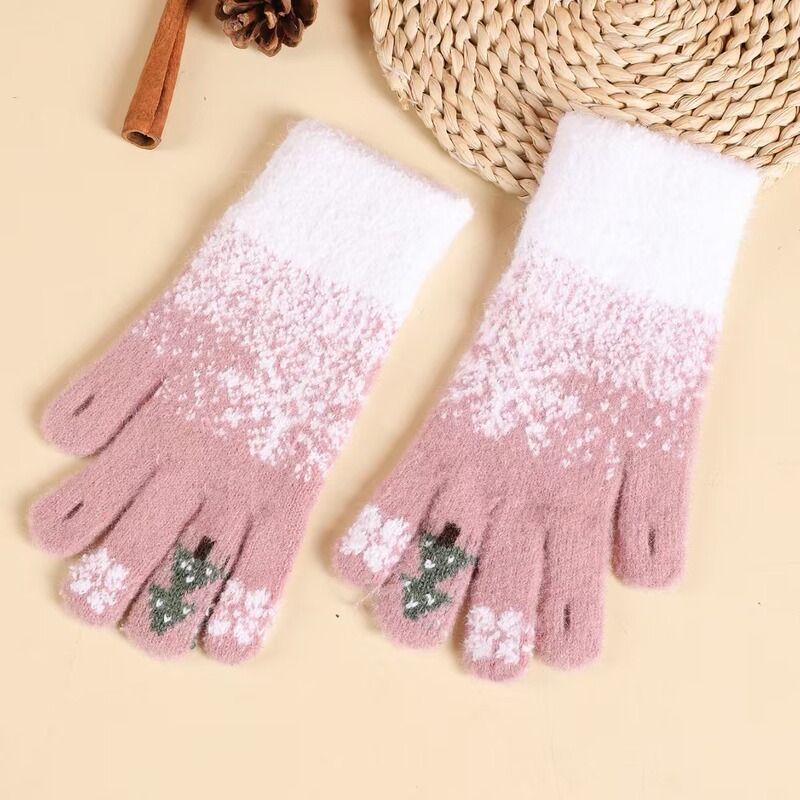 クリスマスの指の手袋のかわいいニットの女性の冬の学生のベルベットは厚くてタッチパネルの冬の防寒保温が国境を越えます。|undefined