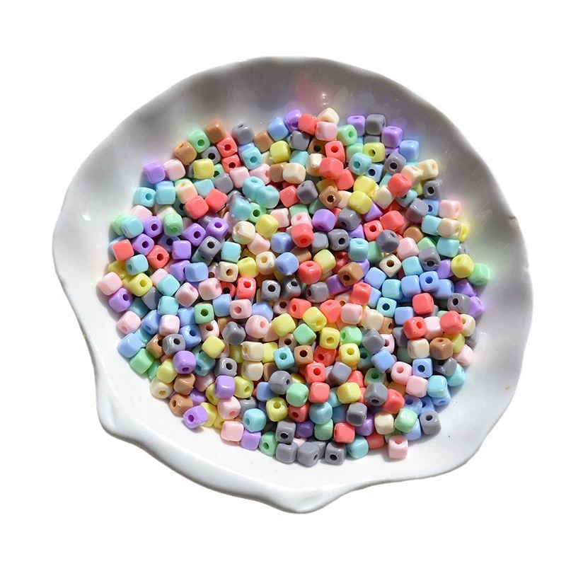 Square acrylic beads, accessory, accessories, beaded bracelet, necklace, 4mm, DIY