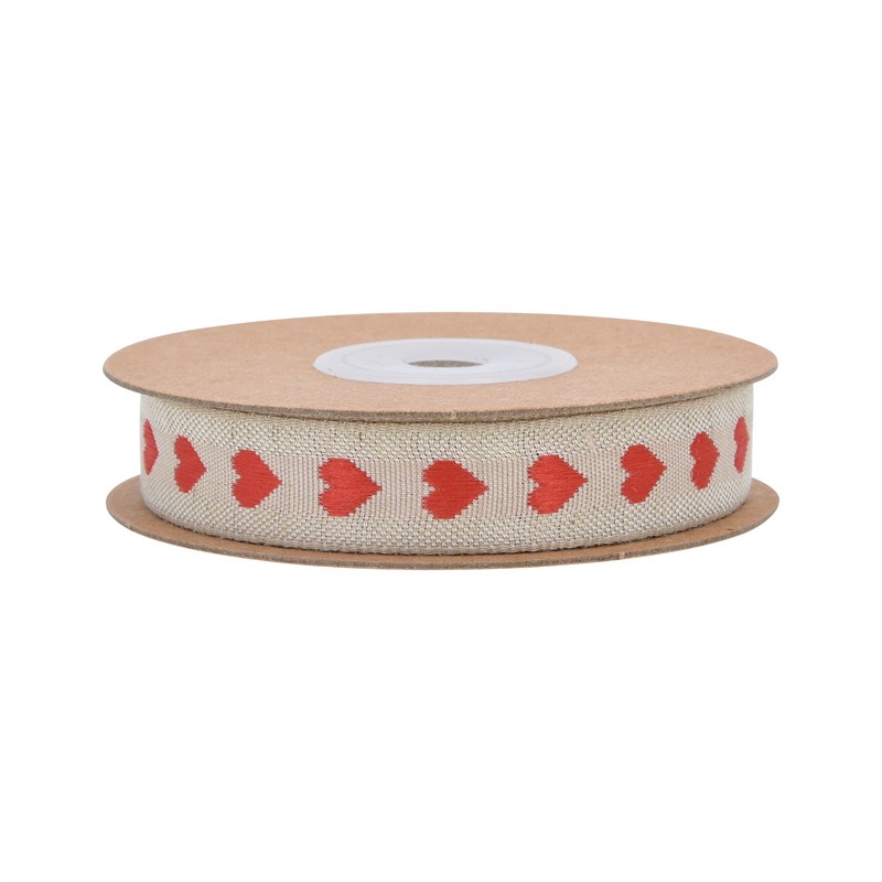 Amazon nuevo hilo teñido jacquard amor cinta de lino artificial natural retro cinta de lino artificial cinturón de embalaje de regalo