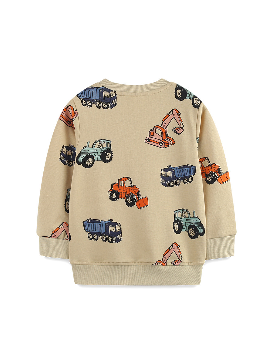 26 otoño algodón de cuello redondo chaqueta de niños de moda impresión de automóviles de manga larga chaqueta infantil
