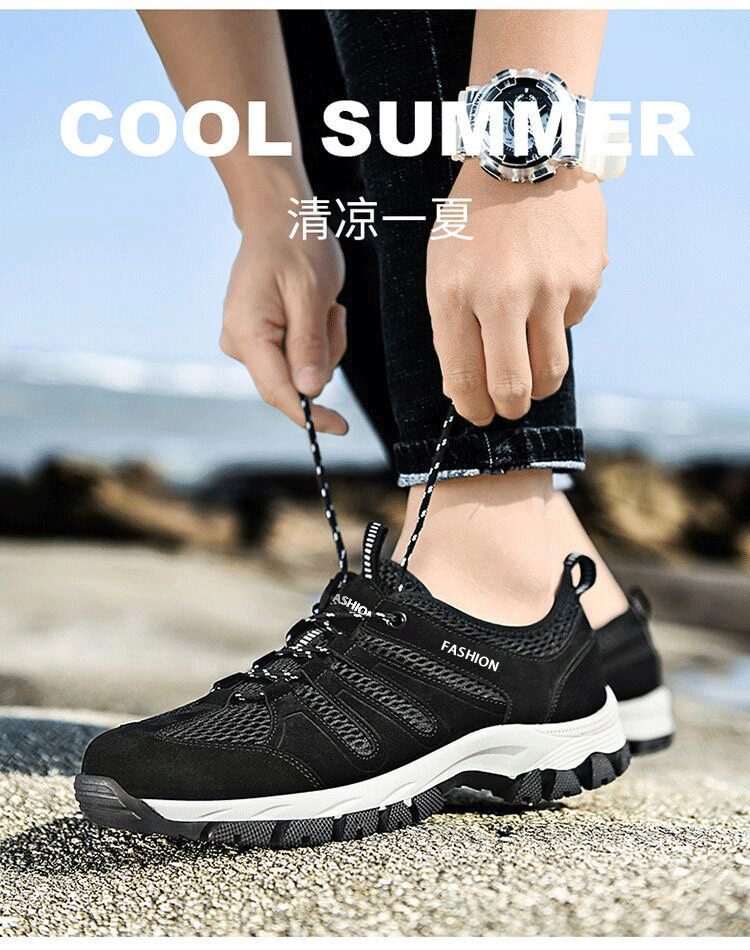 Giày thể thao nam cổ thấp đế dày lưới phối da, gót 3–5 cm, thoáng khí nhẹ êm — kaki, xám, đen chi tiết 17