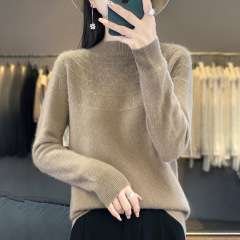 半高领无缝针织衫毛衣女秋冬宽松菱形长袖打底衫上衣休闲百搭毛衣