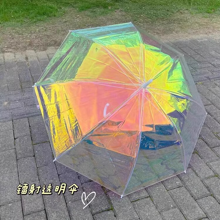 Laser umbrella, transparent umbrella, colorful umbrella, wholesale from the manufacturer, women's, Xiaohongshu popular, fashionable, manual, plastic, long-handle umbrella Laser umbrella, transparent umbrella, colorful umbrella, wholesale from the manufacturer, women's, Xiaohongshu popular, fashionable, manual, plastic, long-handle umbrella
