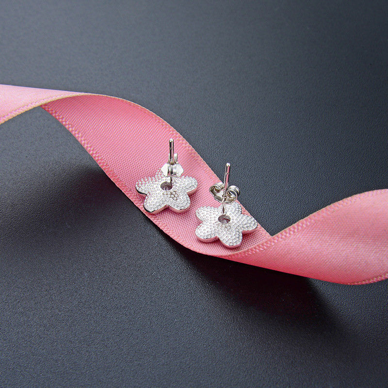 Diseño de nicho de moda coreana flor dulce pendientes mujeres s925 plata esterlina goteo de aceite de piedra pendientes personales pendientes