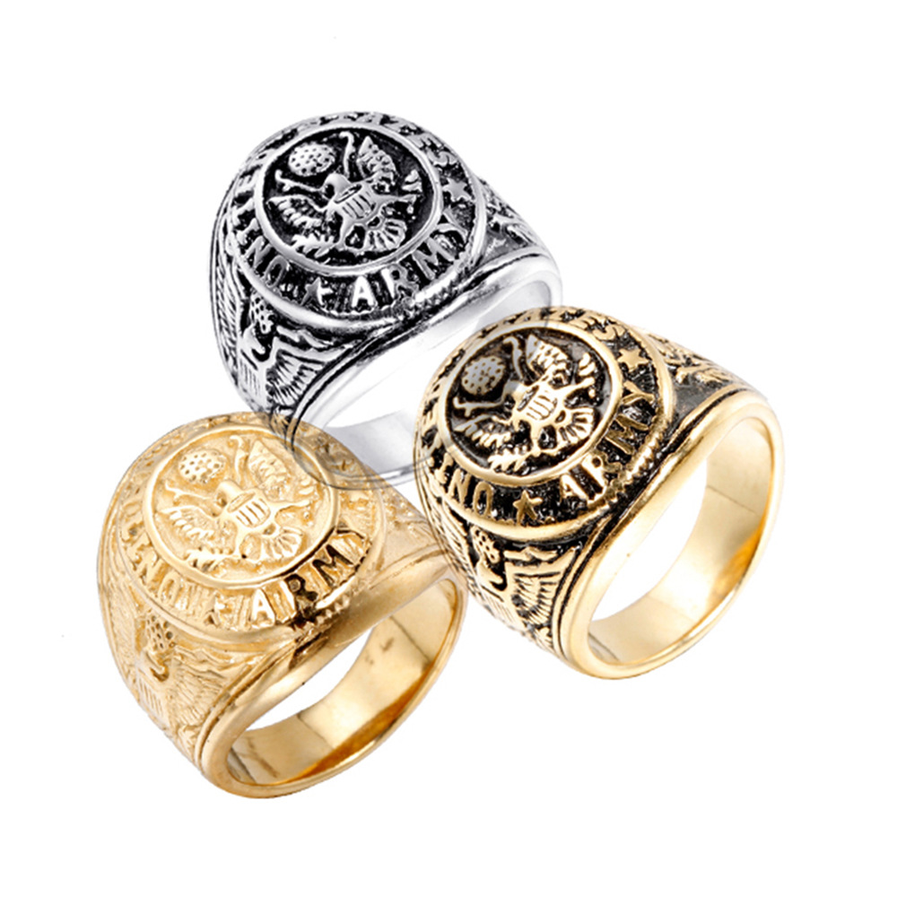 18K Gold Plated, Rhodium Plated Plating Material Hip-Hop Geometric Titanium Steel Plating 18K Gold Plated Rhodium Plated Men'S Rings Men Signet Rings