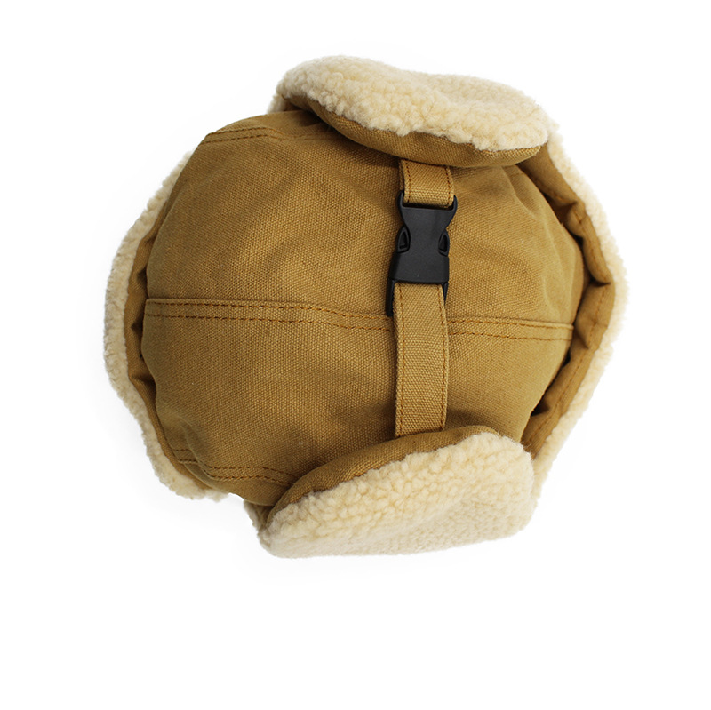 Trapper Hats Canvas Lei Feng hat men's and women's winter cold resistant thick velvet cotton hat riding windproof ear protection pilot motorcycle cap_voghion.com