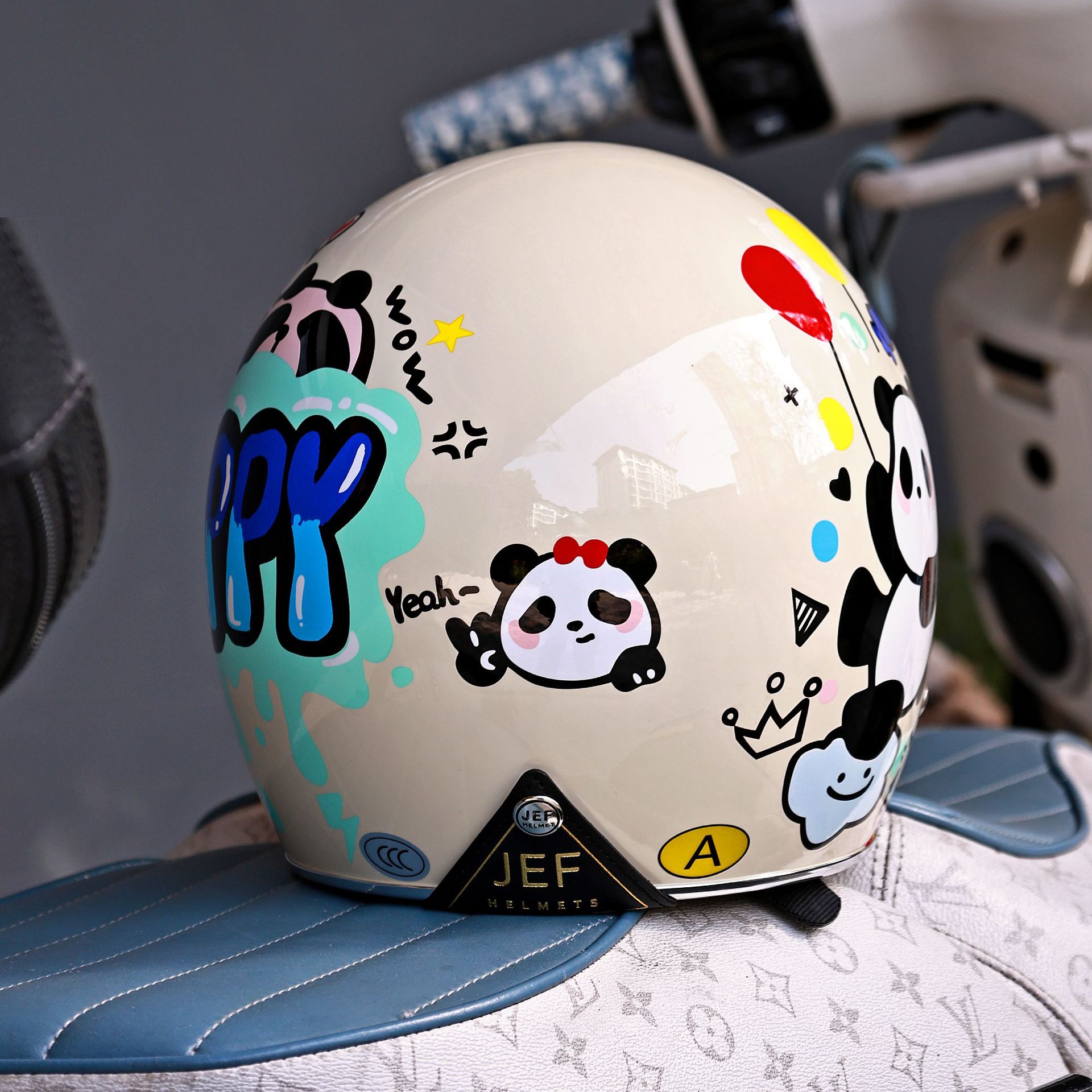 Taiwan Jef Retro Electric Motorcycle Helmet 3C Unisex Winter Warm Three-Quarter Helmet Cute All-Season Helmet