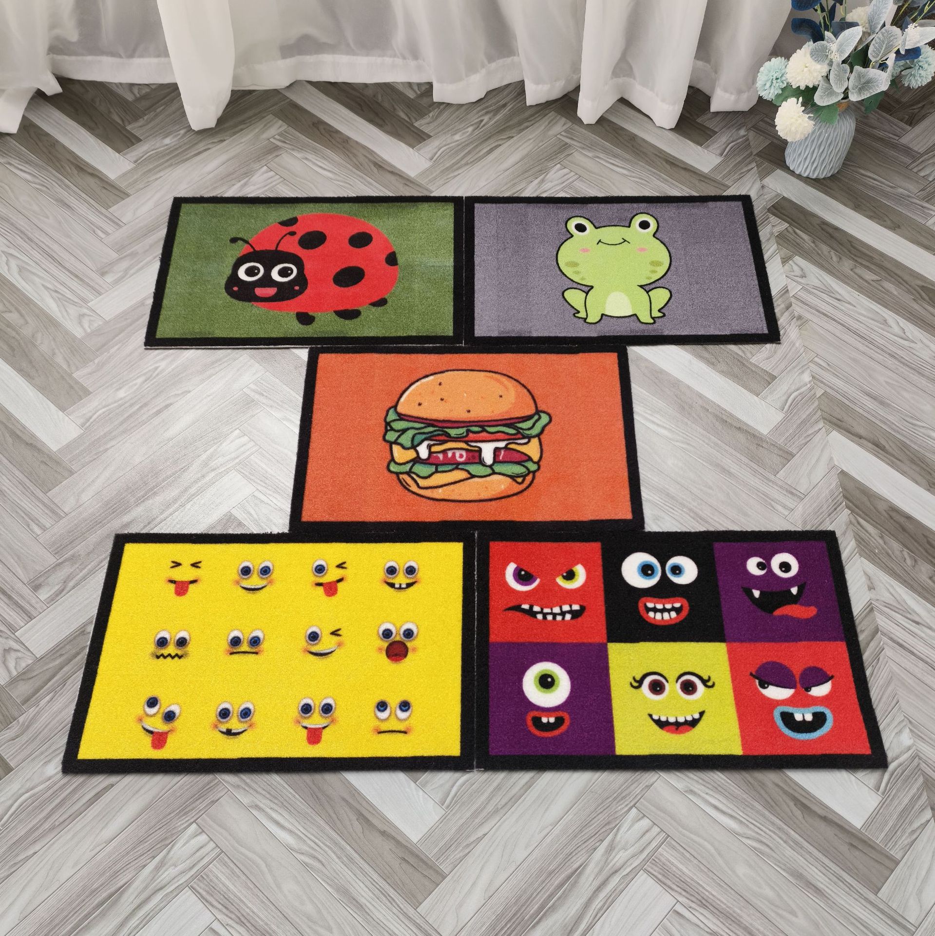 키앙 나일론 인쇄 카펫 가족 상업 게임 만화 바닥 매트 거실 입구 먼지 제거 미끄럼 방지 도어 매트