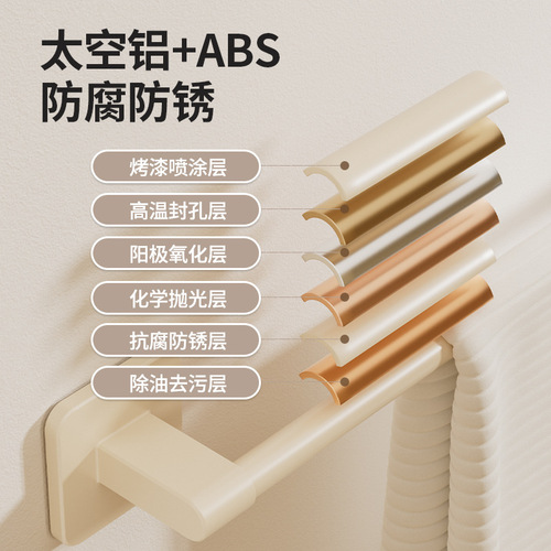 Adhesive Towel Rack Bathroom Non-Drilling Wall Mounted Bath Towel Holder Bathroom Storage Rack Integrated Toilet Towel Bar