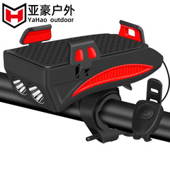 Cross-border outdoor bike light USB charging speaker phone holder power bank three-in-one dual light night riding lighting lamp