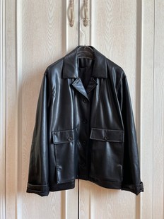 Waxy Cloud Feel Protein Leather Jacket Coat Light Retro Motorcycle Tooling Lightweight Handsome Windproof and Cold Resistant