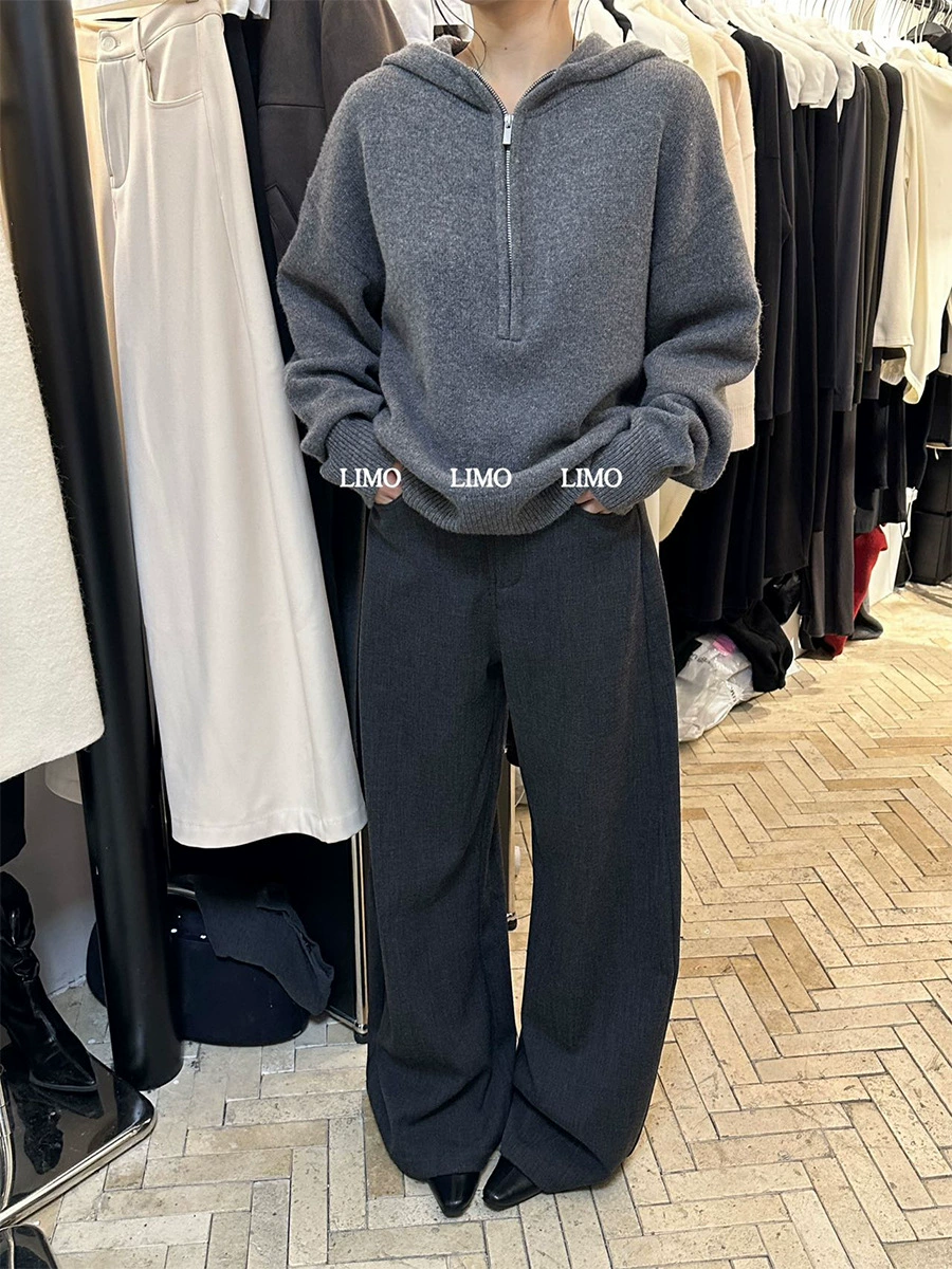 LIMO Fleece демисезонные брюки для отдыха, костюм, оверсайз, высокая талия, свободный свободный крой, приталенные