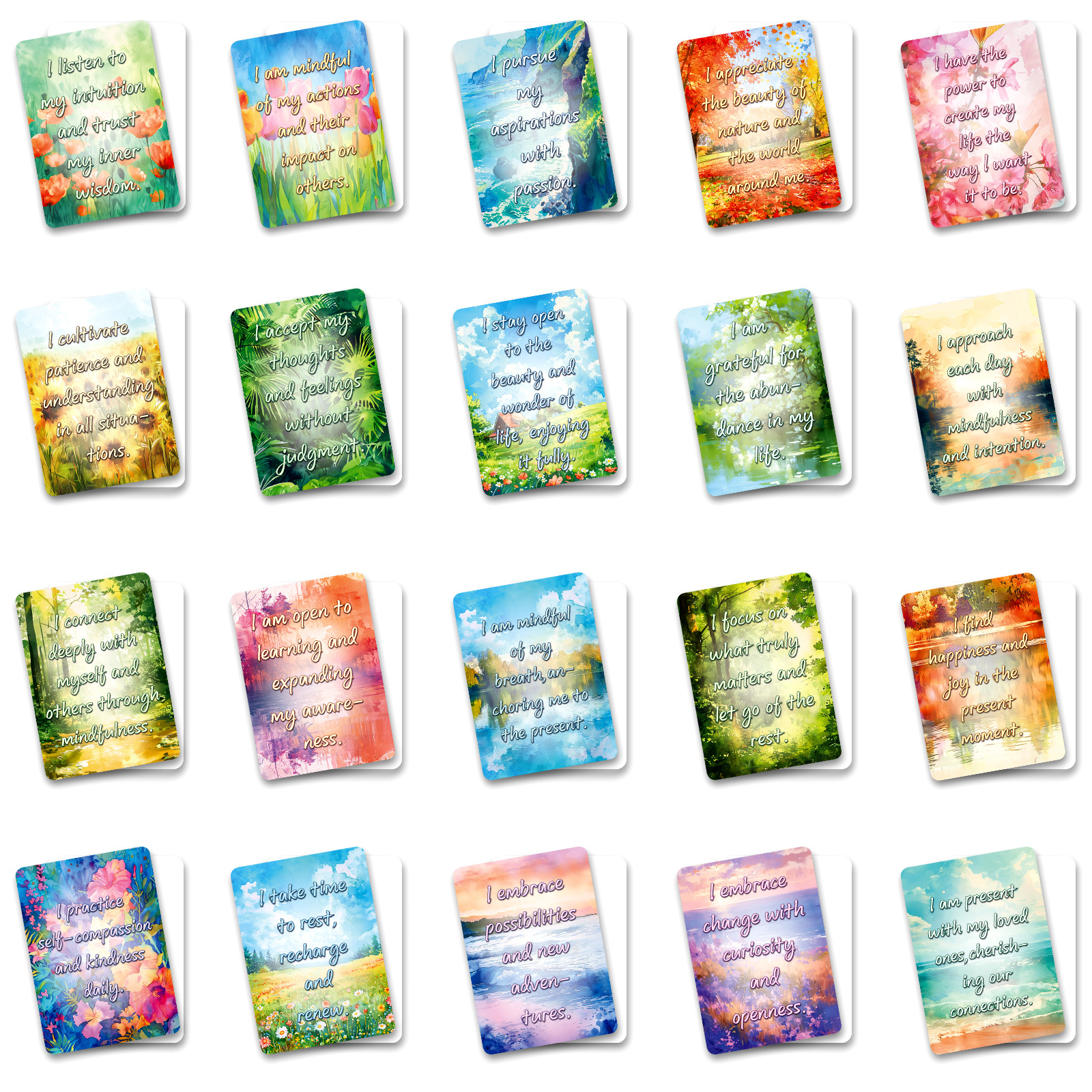Set 50 aquarel landschap kaarten educatief voor kinderen_voghion.com