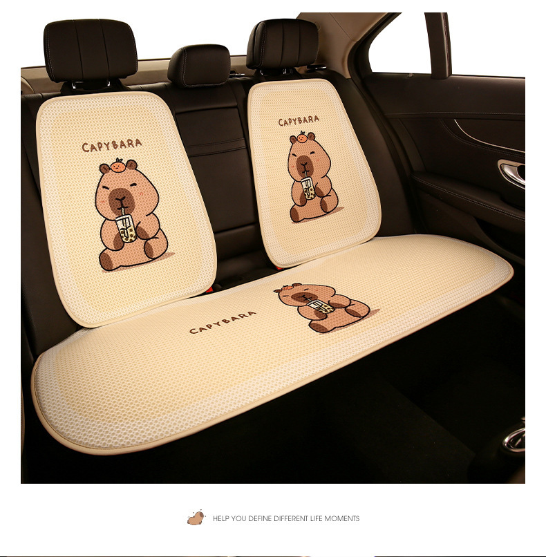 Kapibala Car Seat Cushion, Universal for All Seasons, Cute Half-Pack Seat Cushion Cover, Women's Rear Seat Cover, Single-Piece Seat Cover