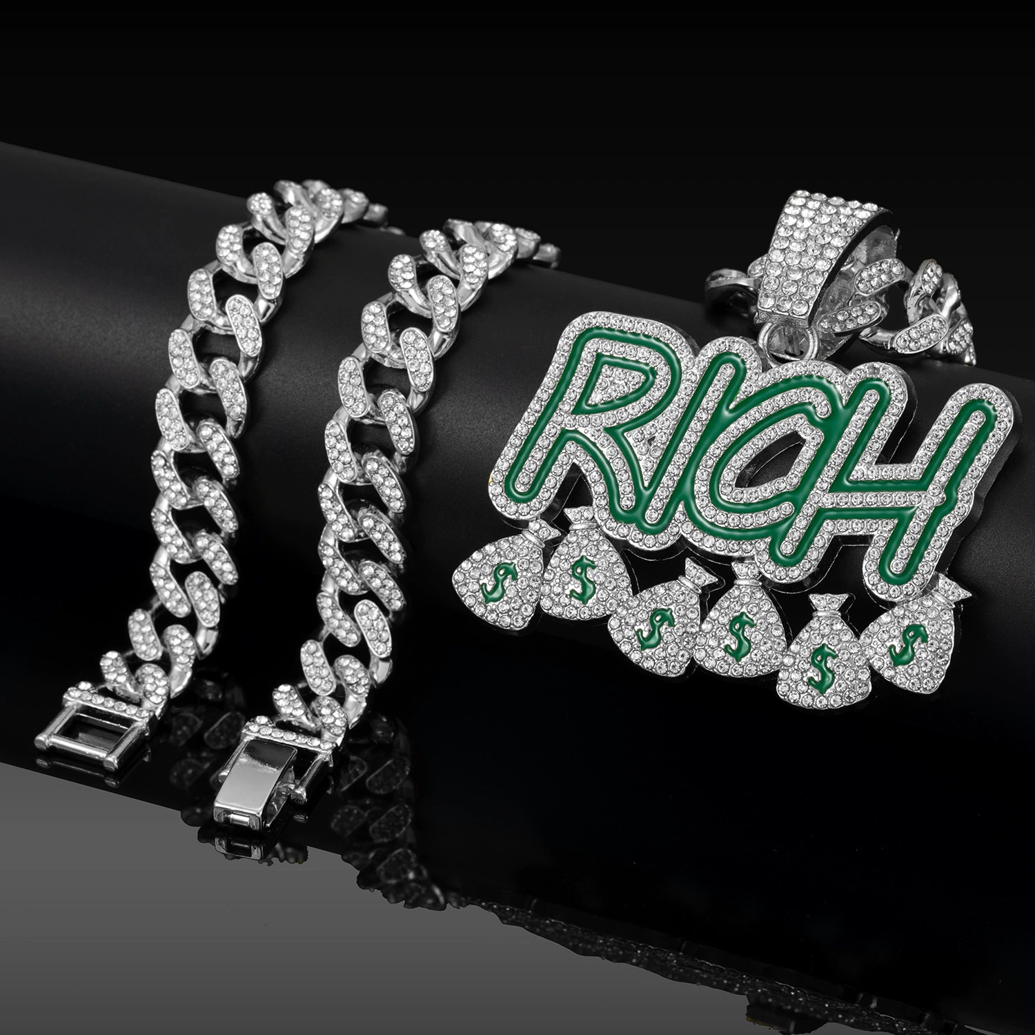 Men's long necklace with letters hip-hop style, accessory, European style
