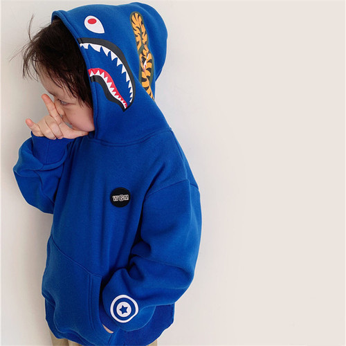 Boys' sweatshirt hooded  autumn and winter new style small and medium-sized children's round neck pullover baby trendy brand tops and jackets