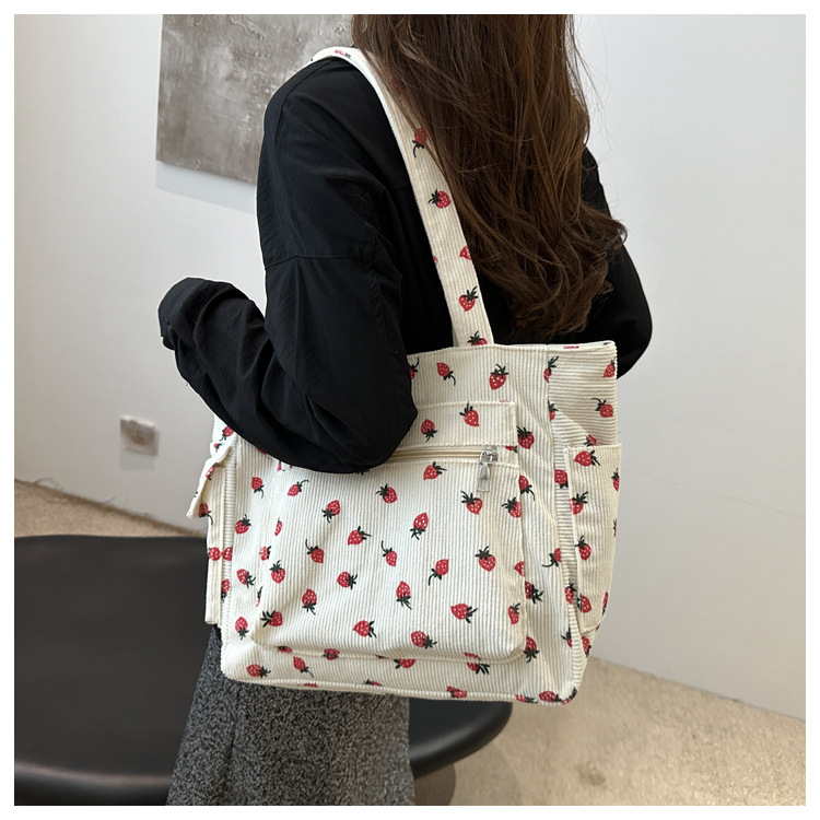 Umhängetasche mit großem Fassungsvermögen für Reisen, Cord-Handtasche, vielseitige Schultertasche, Damen-Einkaufstasche, Pendler-Notebook-Schultasche, neu – Detail 16