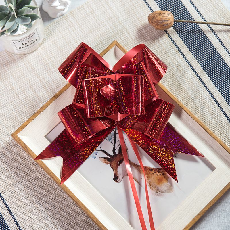 Venta caliente transfronteriza 50 láser mano dibujado flor Regalo De vacaciones decoración del partido arco dibujado flor cinta Navidad dibujado flor