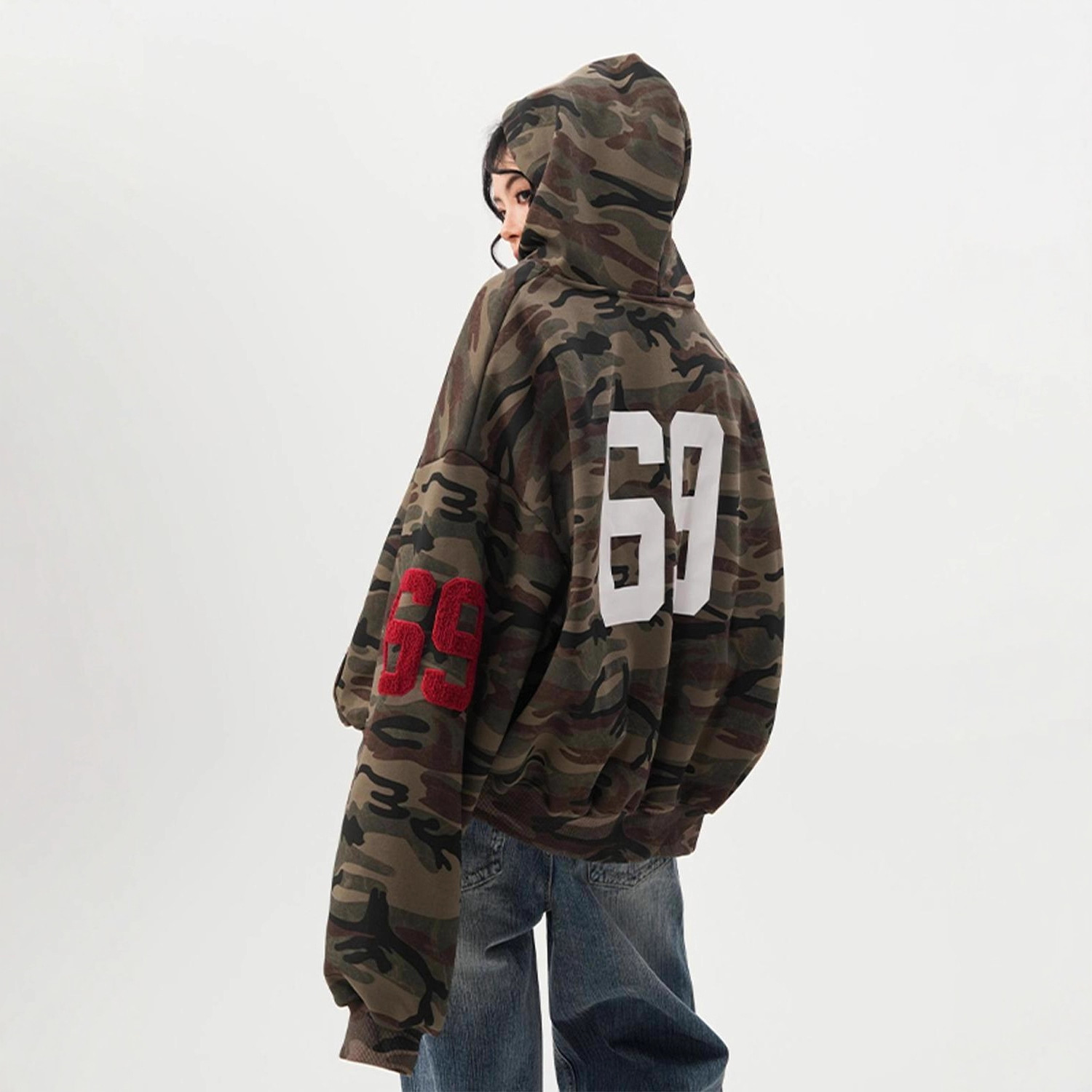 2025 Frühling American High Street Camouflage Cardigan für Damen und Herren, lockere lässige Kapuzenjacke_voghion.com