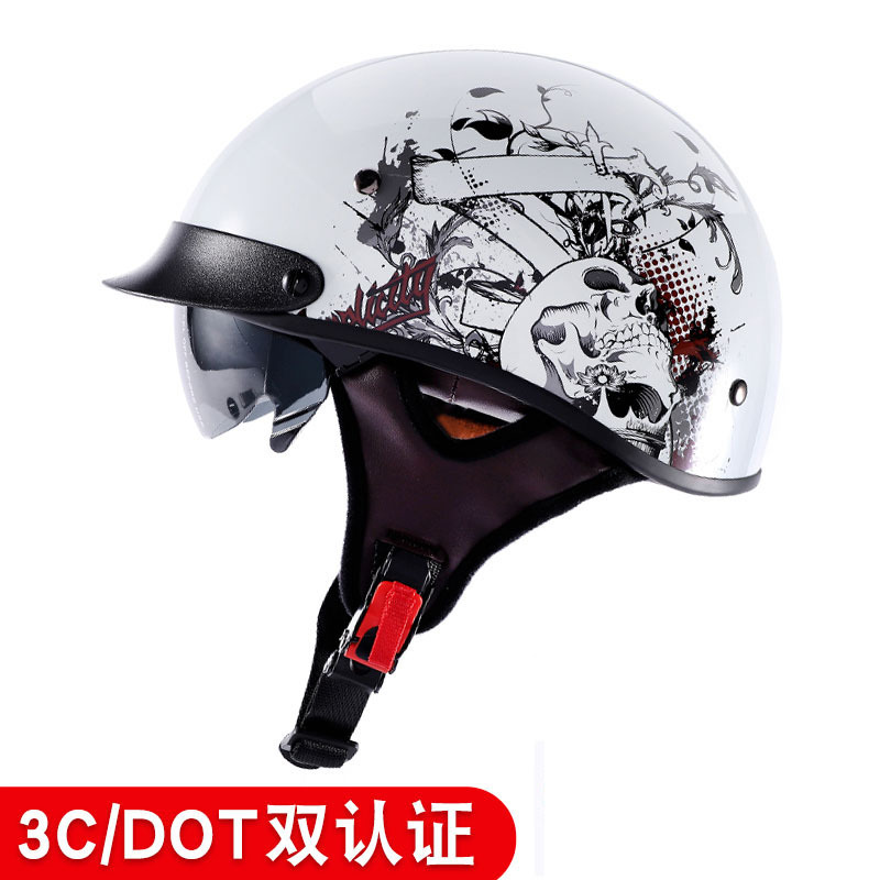 Fábrica de cascos personalizados OEM retro medio casco de motocicleta para hombre casco de seguridad locomotora de verano coche eléctrico casco de pala
